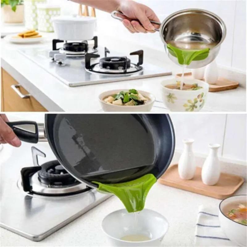 1Pc Kitchen Gadgets Anti-spill Pots and Pans Round Rim Silicone Deflector Liquid Diversion Tool