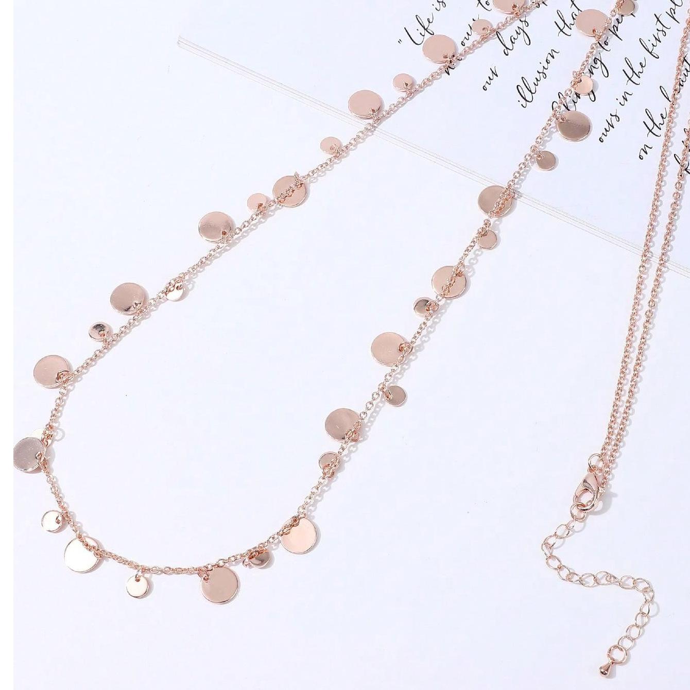 

Новая подвеска из розового золота, ожерелье из сплава с диском в горошек, темпераментная цепочка для свитера.