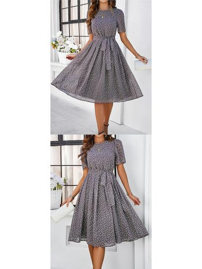 European & American Women's Polka Dot Casual Lace-up Long Dress - Spring & Summer Collection