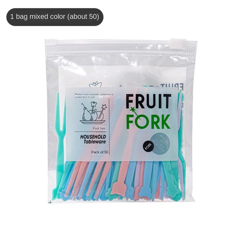 New Fruit Fork Set Disposable Plastic Two Toothed Household Cake and Dessert Fork