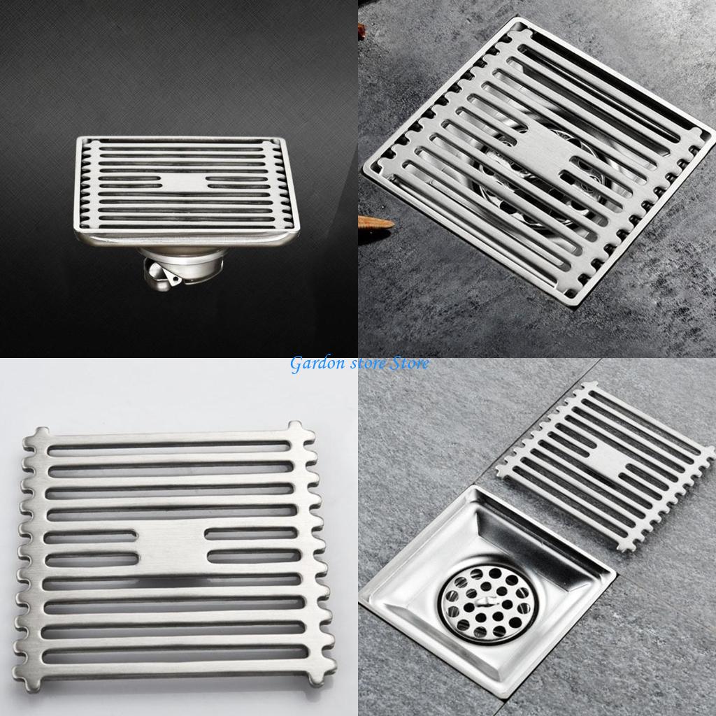 B0KB Bathroom Anti-reflux Floor Drain Quick Drain Square Hair Catcher Anti-blocking Shower Drain Strainers Easy to Install