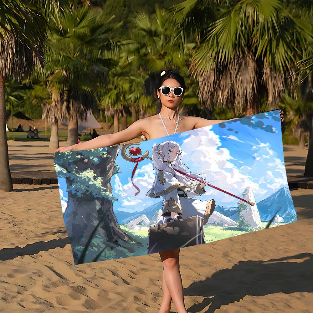 Hot Japan Anime Frieren Microfiber Printed Beach Towel Mountain Climbing Yoga Beach Swimming Running Absorbent Soft Towel