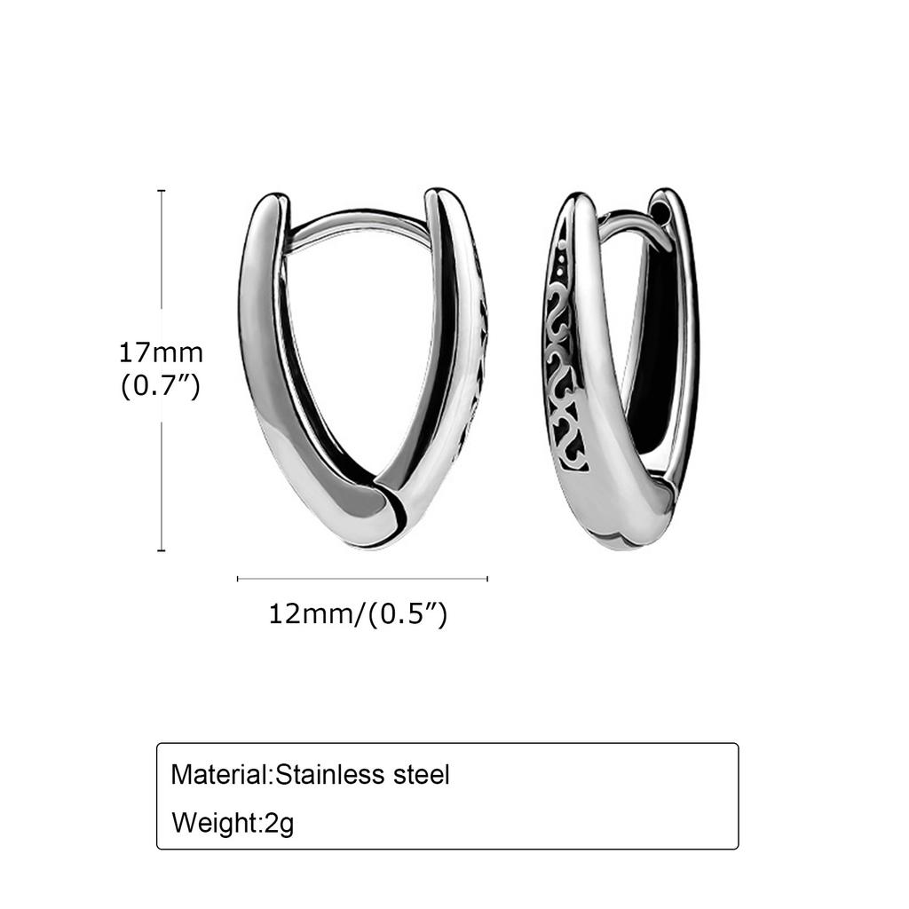 Vnox Retro Triangle Hoop Earrings for Men Dad Husband Boyfriend, Stainless Steel New Gothic Geometric Ear Gifts Jewelry