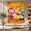 Masha and the Bear Tapestry, Personalized Custom Text, Wall Hanging Tapestry For Living Room Home Wall Decor
