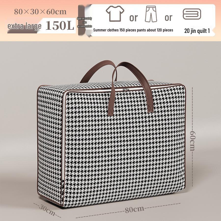 Houndstooth Clothes Storage & Organization Bag: Foldable, Moisture-Proof Quilt Bag for Bedroom