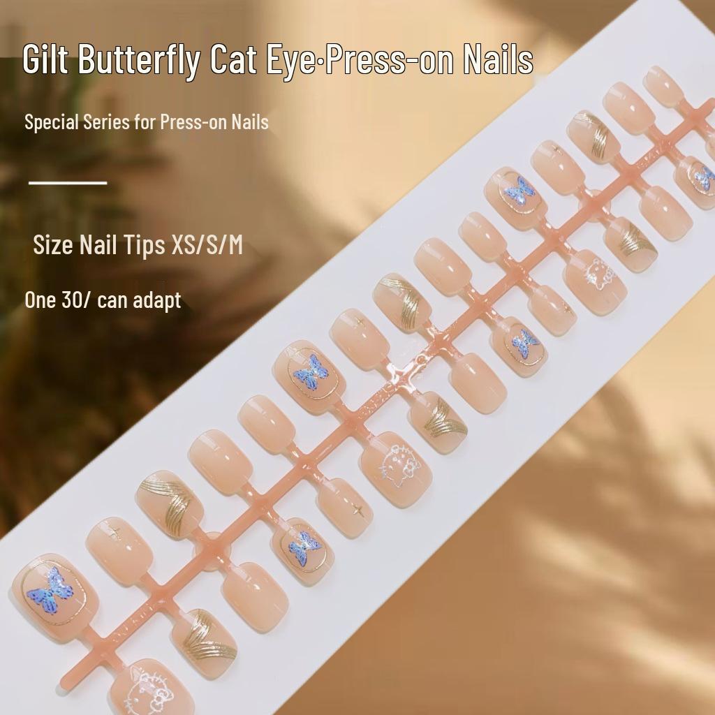 

Весенние позолоченные 3D бабочки, носимые отбеливающие накладные ногти