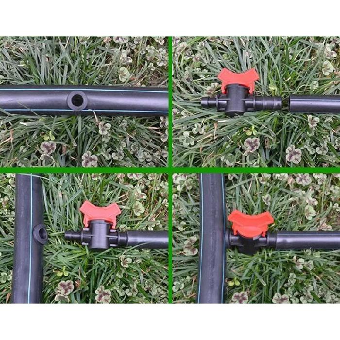 20pcs 16PE Pipe By-pass Valve Greenhouse Irrigation System Pipe Connector Pipe Switch Farm Watering Fittings Mini Ball Valve