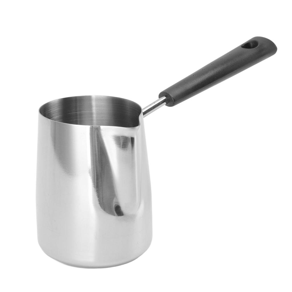 Long Handle Coffee Toroid Pitcher 304 Stainless Steel Rustproof Smoother Milk Frother Pitcher for Home Coffee Shop 350ml