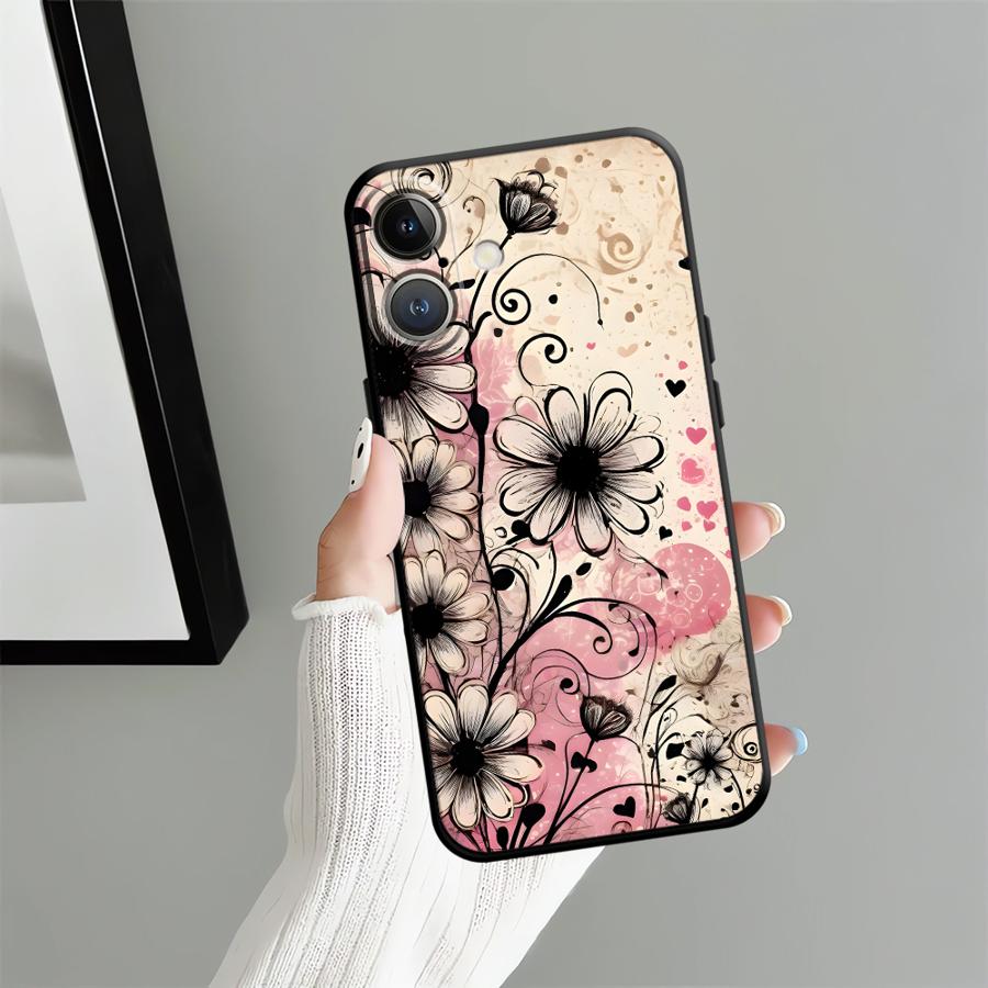 

Чехол для телефона Funda для Apple iPhone 17 Pro Max 15 Pro 7 8 XR XS MAX 13 12 14 11 Air 16 Ретро-цветочный узор iPhone X