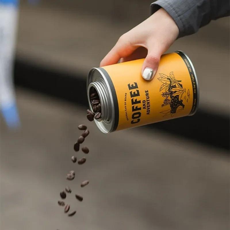 150g/200g Portable Coffee Bean Sealed Jar Camping Tinplate Box Storage Jar Food Grade Fresh-keeping Breathable Iron Jar