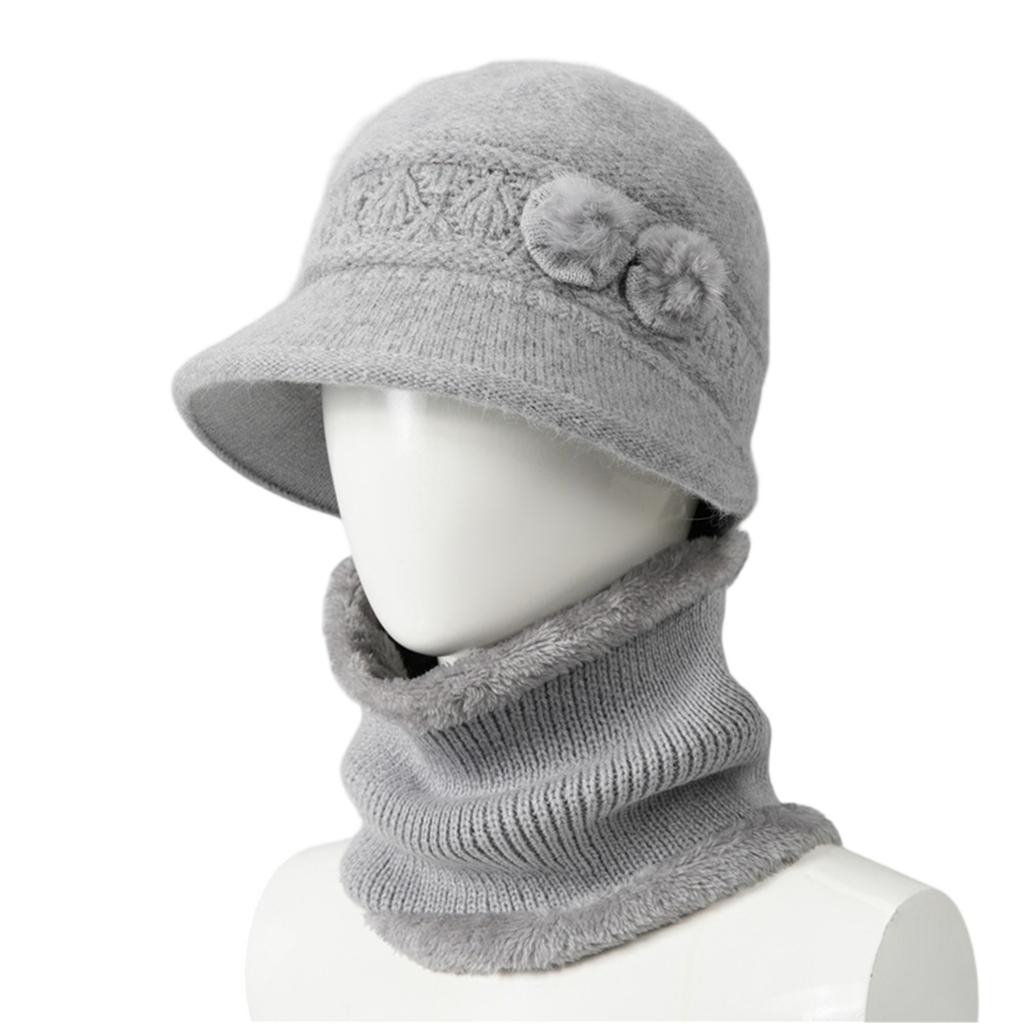 Fashion Winter Women Knitted Woolen Hat Warm Scarf Hat Lady Cotton Cap Versatile Hat Headwear Supplies Costumes Accessory