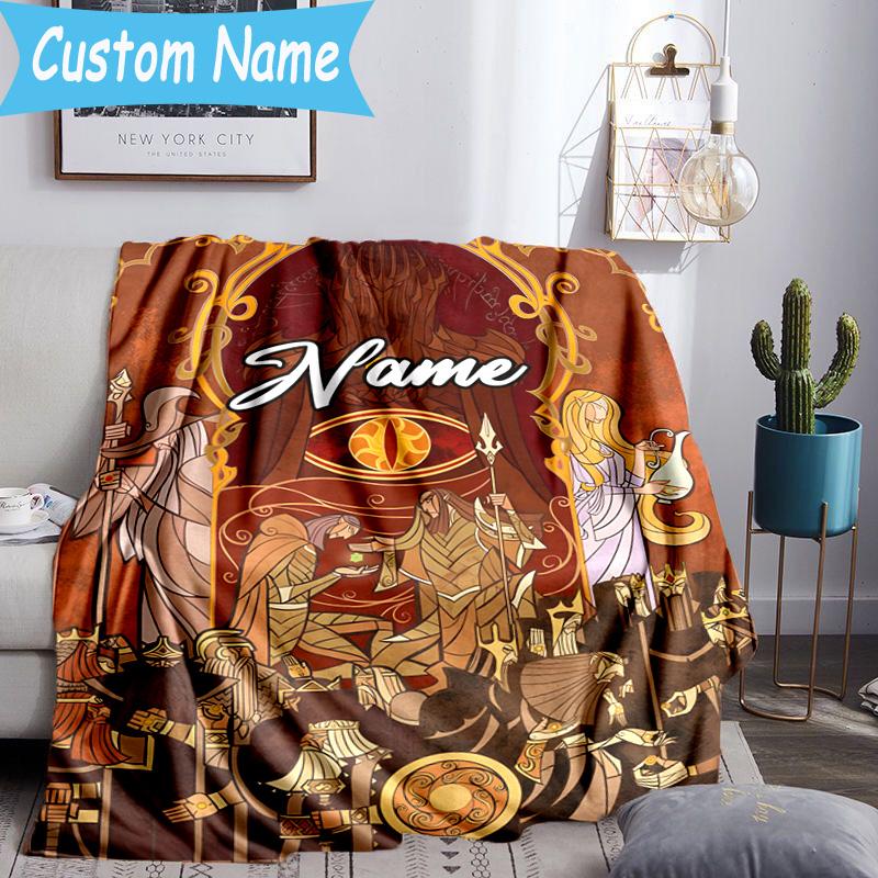 1PC Custom Name Flame Sword: Lord Battle Throws Blanket Flannel Blankets for Couch Bed Gifts for Men Women Travel Picnic Christmas fan Gifts