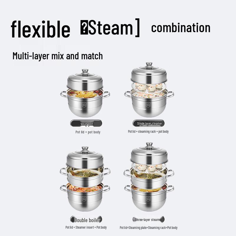 COOKER KING 3-lagiger 304 Edelstahl-Dampfkochtopf