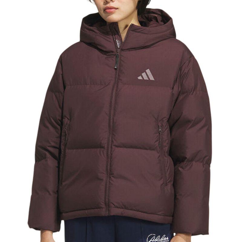 Adidas Essentials Puff Down Hooded Down Jacket Women Brown KC5948 S