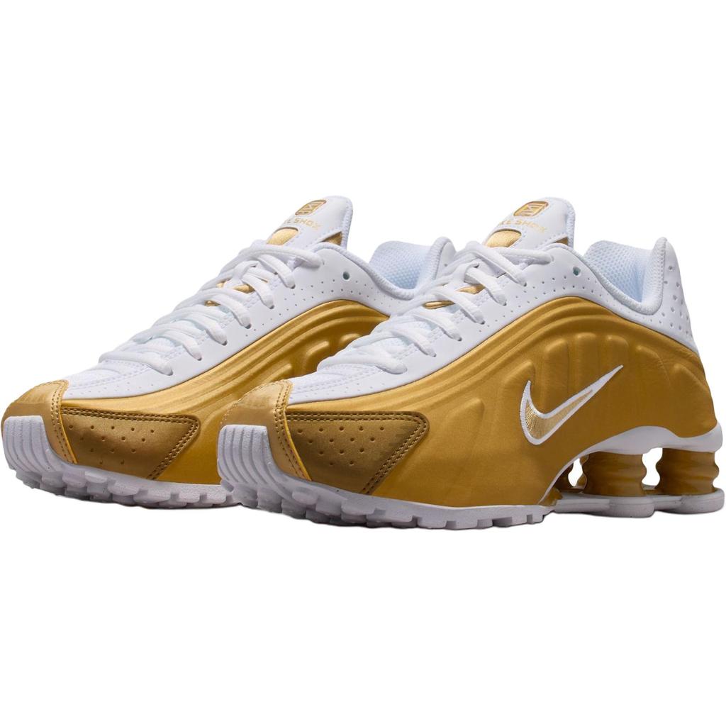 Nike Shox R4 GS Metalická zlatá Dětské tenisky Bílá CW2626-700