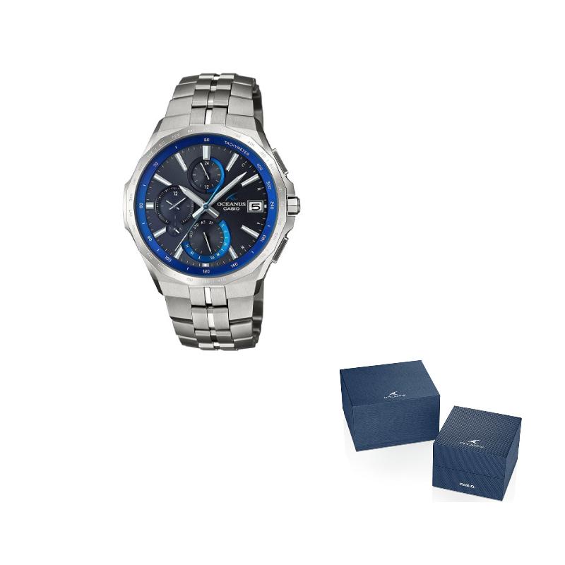 

Casio series-Poseidon 5000, trendy, casual and versatile, classic pointer display, waterproof, quartz movement, titanium strap, Japanese and OCEANUS синій