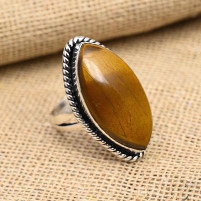 Tiger's Eye Gemstone Handmade 925 Sterling Silver Ring Jewelry For Thanksgiving