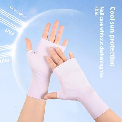 Pro UV-Schutzhandschuhe für Nailart Gel-Nagellampe Sonnenschutzhandschuhe Fingerlose Hand Sonnenschutz Dünne Kühle Eisseide Seidiger Sonnenhandschuh