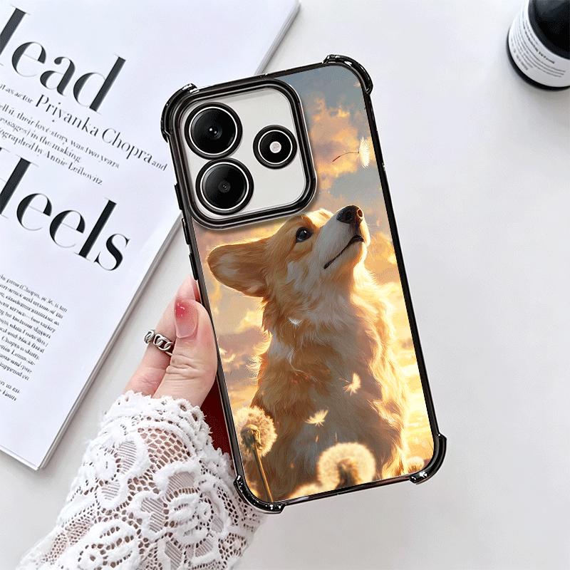 Corgi Hund Süß Vergoldet Handyhülle Für Xiaomi Redmi Note 14 15 Pro Plus 13 12 11 11S 11T 10 9S 9 5G Sturzfest Airbag Abdeckung