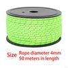 50M Camping Tent Rope, Outdoor Guy Lines, 4mm Thickness, Reflective Rope Wind for Fishing
