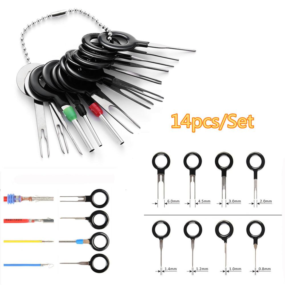 14Pcs Universal Car Wiring Connector Pin Extractor Puller Terminal Removal Tools