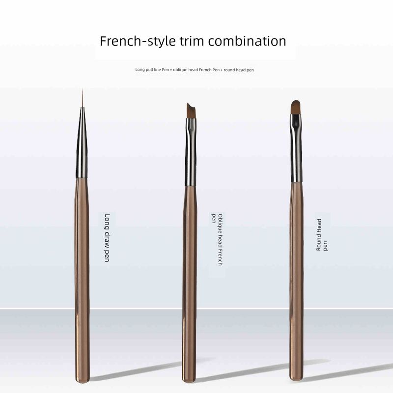 

Nail Color Art Preferred Manicure Brush 9 Pieces Suit Painted Pull Line Flower Drawing Smudges Sweeping Pen Gradient UV Pen French Crochet 3-Piece Set (Long + French + Round)