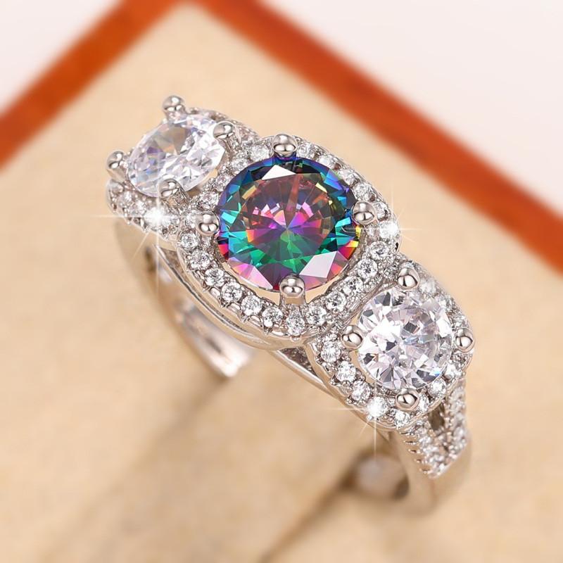 CopperPrincess Colored Cubic Zirconia Wedding Ring for Women Luxury Female Accessories Newly Designed Jewelry