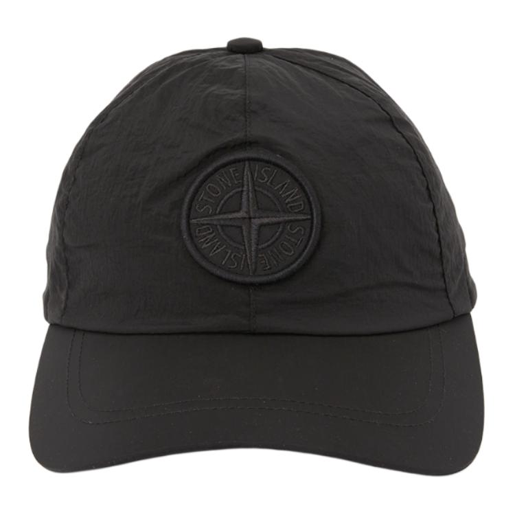 STONE ISLAND Logo Design Nylon Baseball Cap Men Caps Black L1S1591000-11S0076-V0029