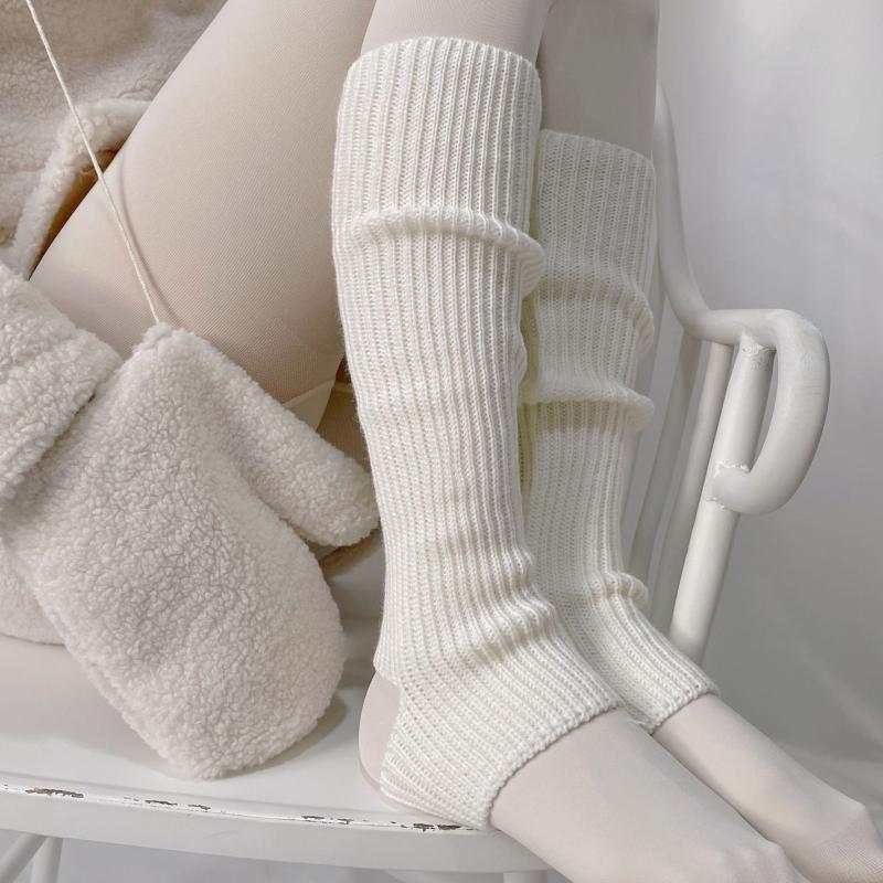 Unisex Knitted Boots Socks Soft Crochet Long Stockings Toeless Leg Warmers for Dance Knee for Protection Foot Cover