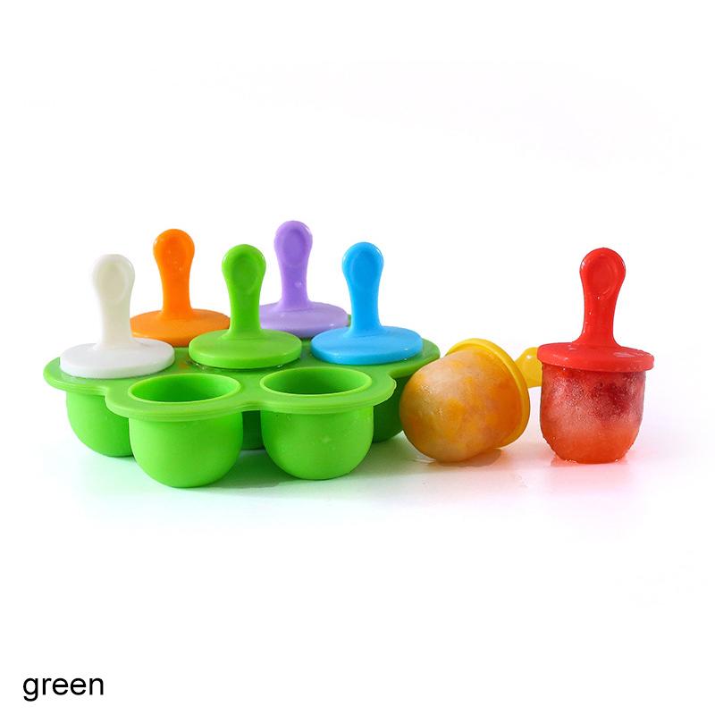 Mini Silicone Ice Cream Pops Mold, 7Holes, Food Grade, Baby DIY, Fruit Shake Crea, Reusable Popsicle, Home Kitchen Tools, Tray