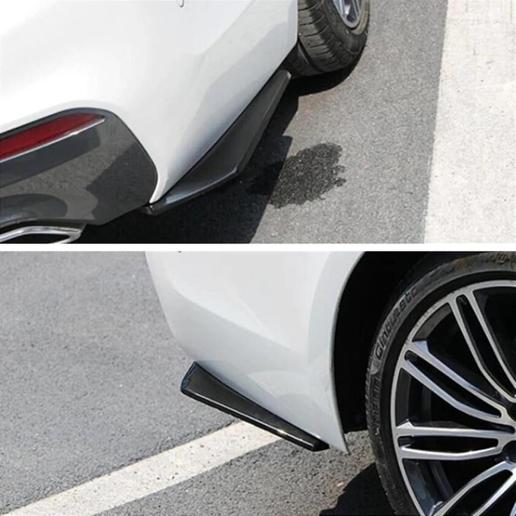 2PCS Glossy Black Rear Bumper Diffuser Splitter Cover Side Canards Lips Trim Sticker Compatible for BMW G30 G20 F30 E90 Car Accessories(Carbon Fiber