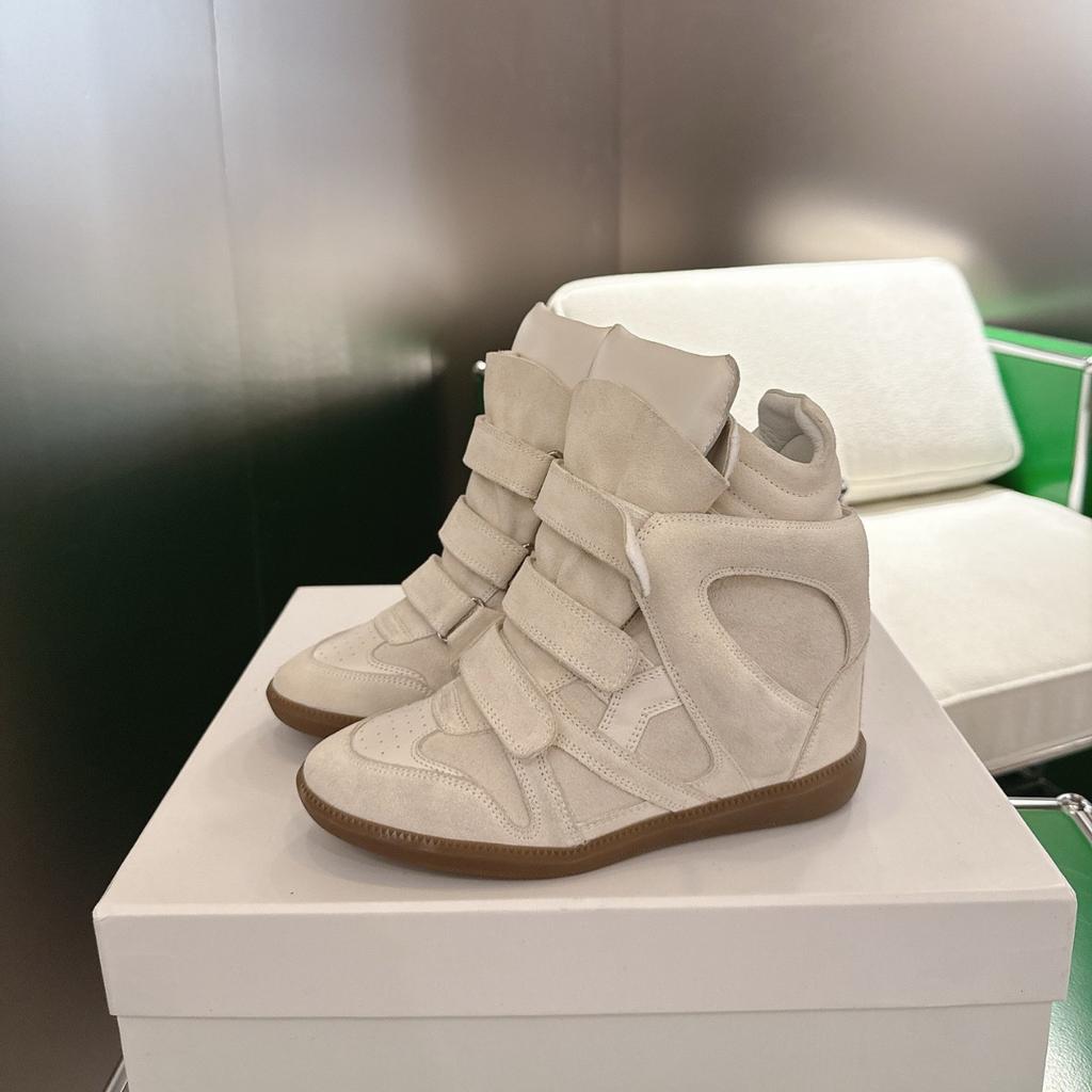 Retro Stiefeletten für Damen mit Klettverschluss, unsichtbarer Innensohle zur Höhenerhöhung, Freizeitschuhe mit Farbblockdesign, High-Top-Schuhe