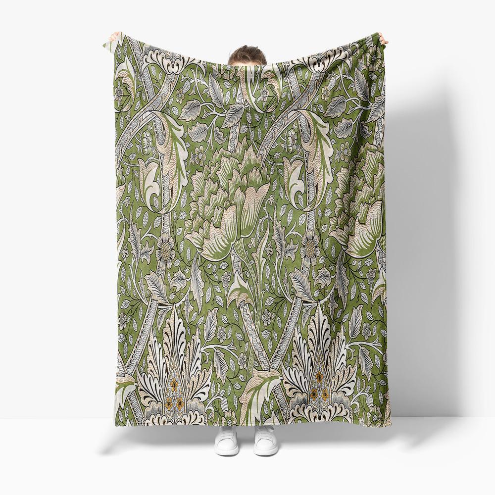 Plush Throw Blanket Floral Peacock Pattern Sofa Bed Cover Decorative Knitted Warm Throw Blanket for Home Decor 75X95CM
