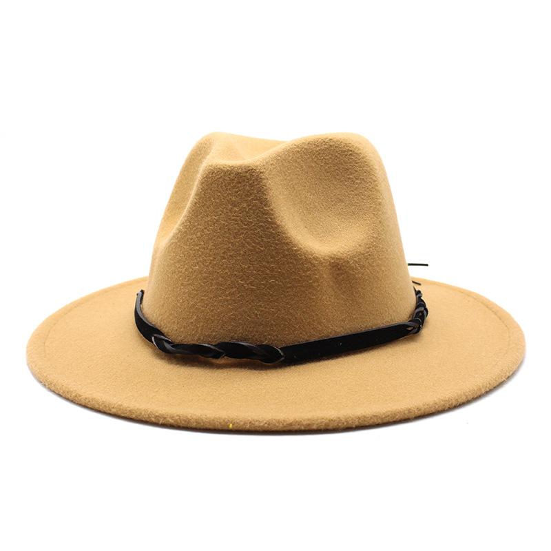 Seasonal Big Eaves Hat Flat Edge Top Hat Men'S And Women'S Woolen Jazz Hat Lmn172