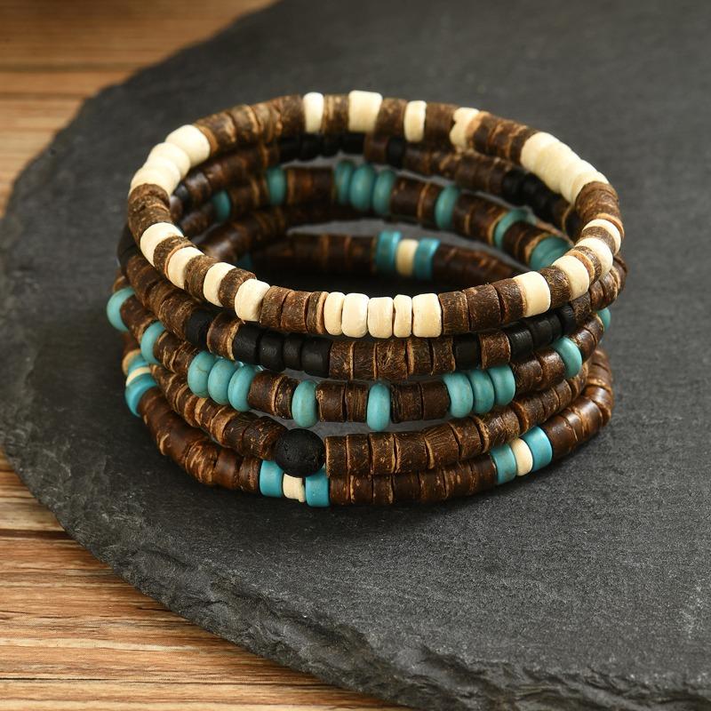 New Coconut Shell Turquoise Beaded Elastic Line Men's Bracelet Bracelet Bracelet