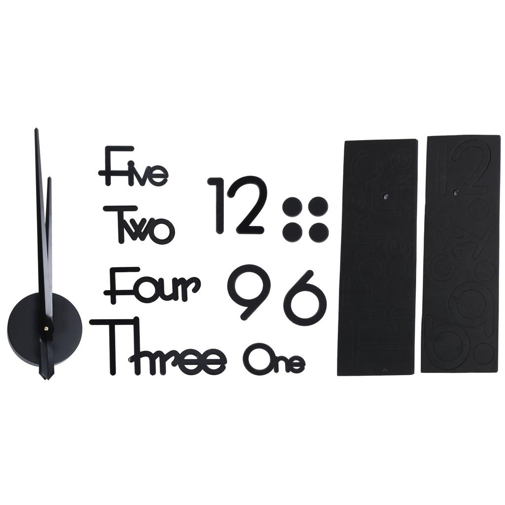 Frameless Adhesive Wall Clock DIY Mirror Surface Sticker for Home Office Room DecorLarge Black