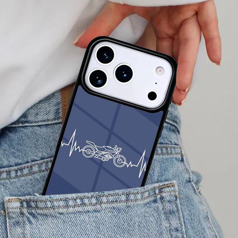 Motorcycle Heartbeat Print Phone Case for iPhone 17ProMax 12 13 14 15 16e 17 Pro Max Plus Air Cover