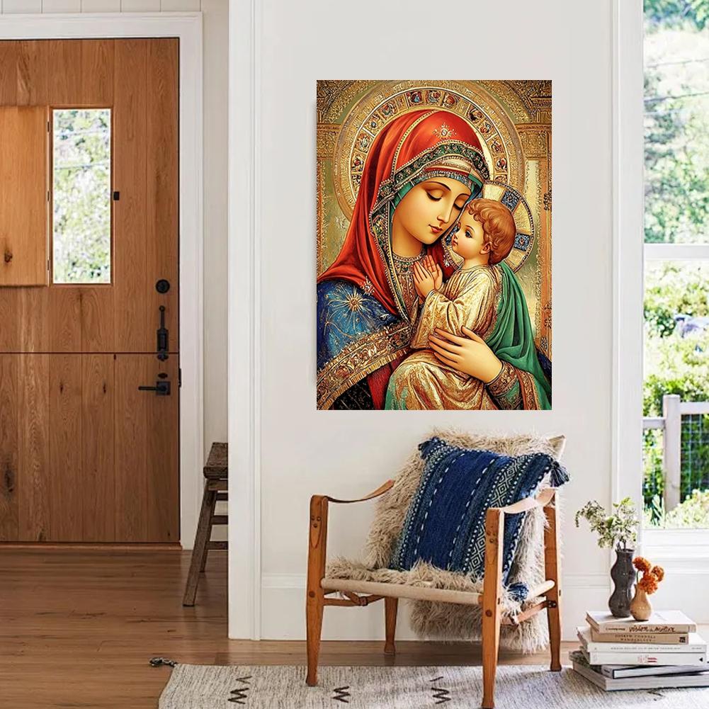 Upgrade Full Square Round Drill Diamond Painting Holy Mother Kids Diamond Mosaic Portrait Religion Art Decorative Paintings