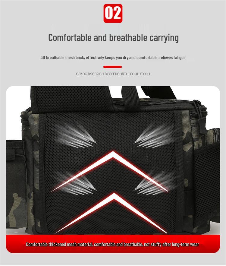 2023 Multifunctional Camouflage Fishing Bag: Single Shoulder, Crossbody, or Waist Carry with Rod Holder