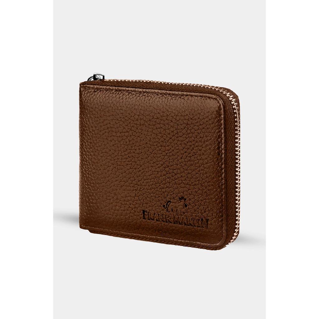 Stilvolles schwarzes Kartenetui aus Leder mit originellem Geldfach mit Reißverschluss und Geschenkbox