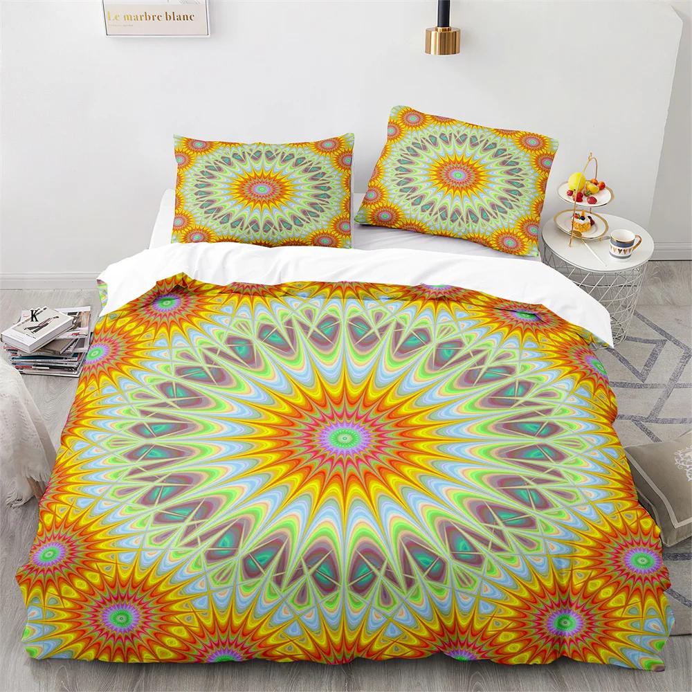 Comforter Bohemian Mandala King Queen Boho Style Lotus Bedding Set For Teens Adults Exotic Tribe 2/3Pcs Polyester