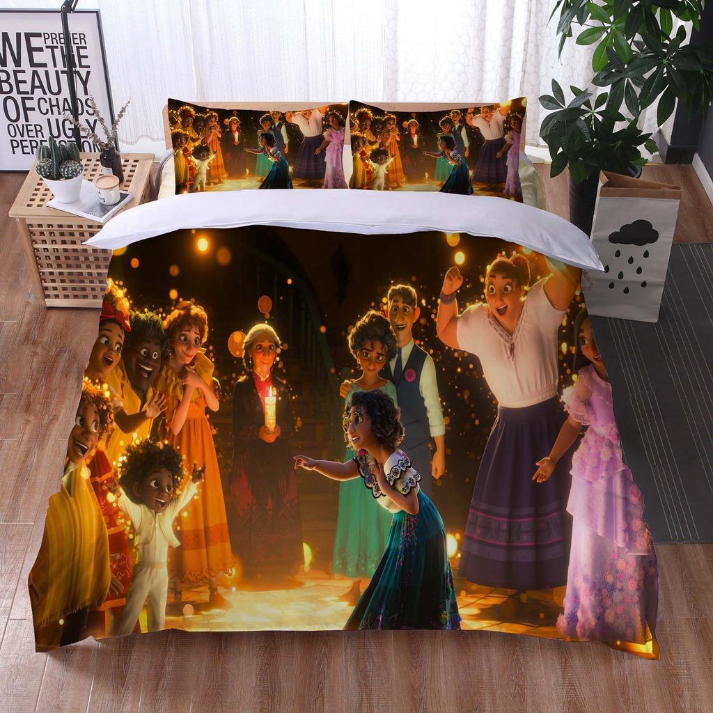 Magic Full House Three-Piece 3D Digital Printing Quilt Cover Pillowcase