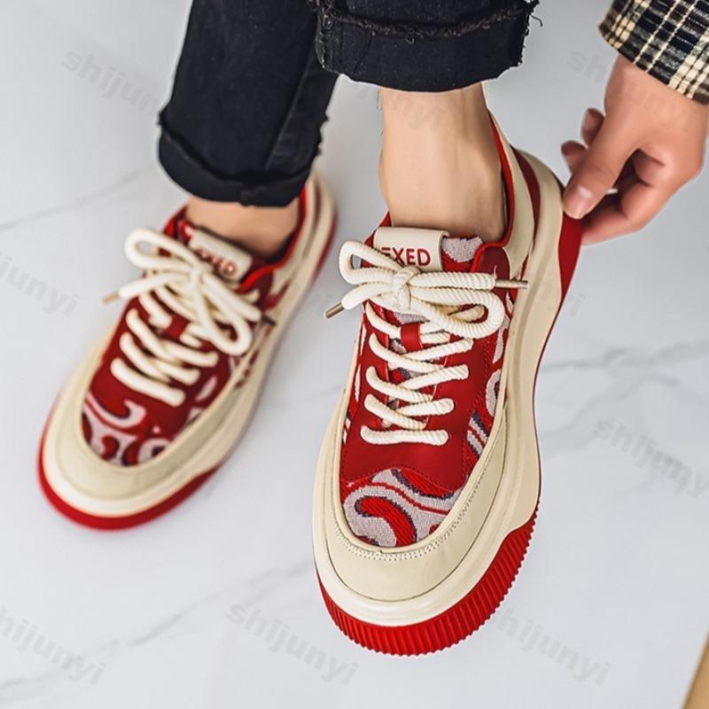 Fashion 2025 Autumn New Men's Low Top Niche Design Casual Thick Soled Shoes Fashion Trend Comfortable Versatile Non Slip Chunky sneakers
