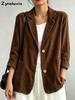 New Foreign Women's Autumn Winter Casual Versatile Temperament Vintage Corduroy Blazer