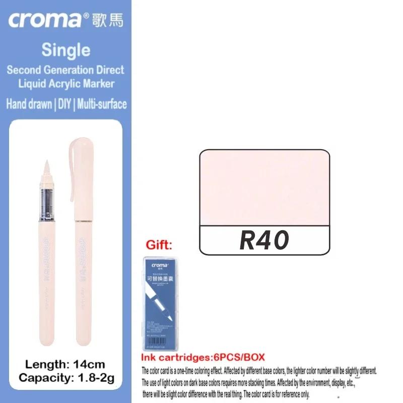 Croma 160/1 Farben Nachfüllbares Direktflüssig-Acrylmarker-Set mit Weicher Spitze, Waschbarer Aquarellpinsel Schulausstattung