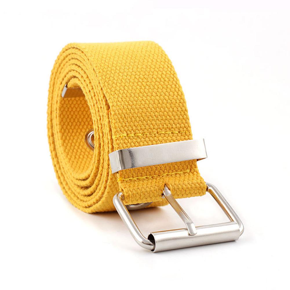 Men Women Fashion All Match Pin Buckle Hollow Out Holes Canvas Waist Belt