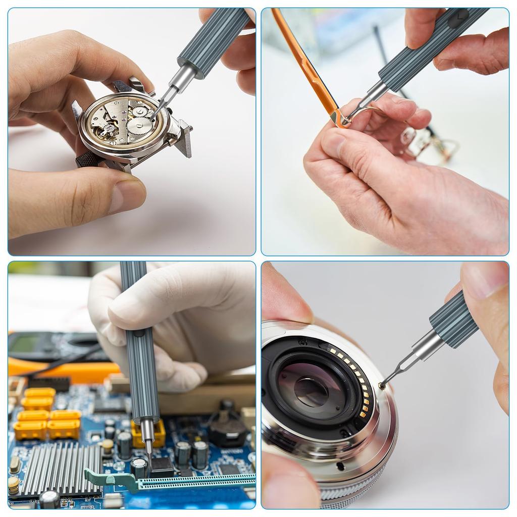 AMIR Electric Precision Screwdriver Specialized Electric Interchangeable LED S2 for Repairing Disassembly Black 52-in-1 Set, Screwdrivers,