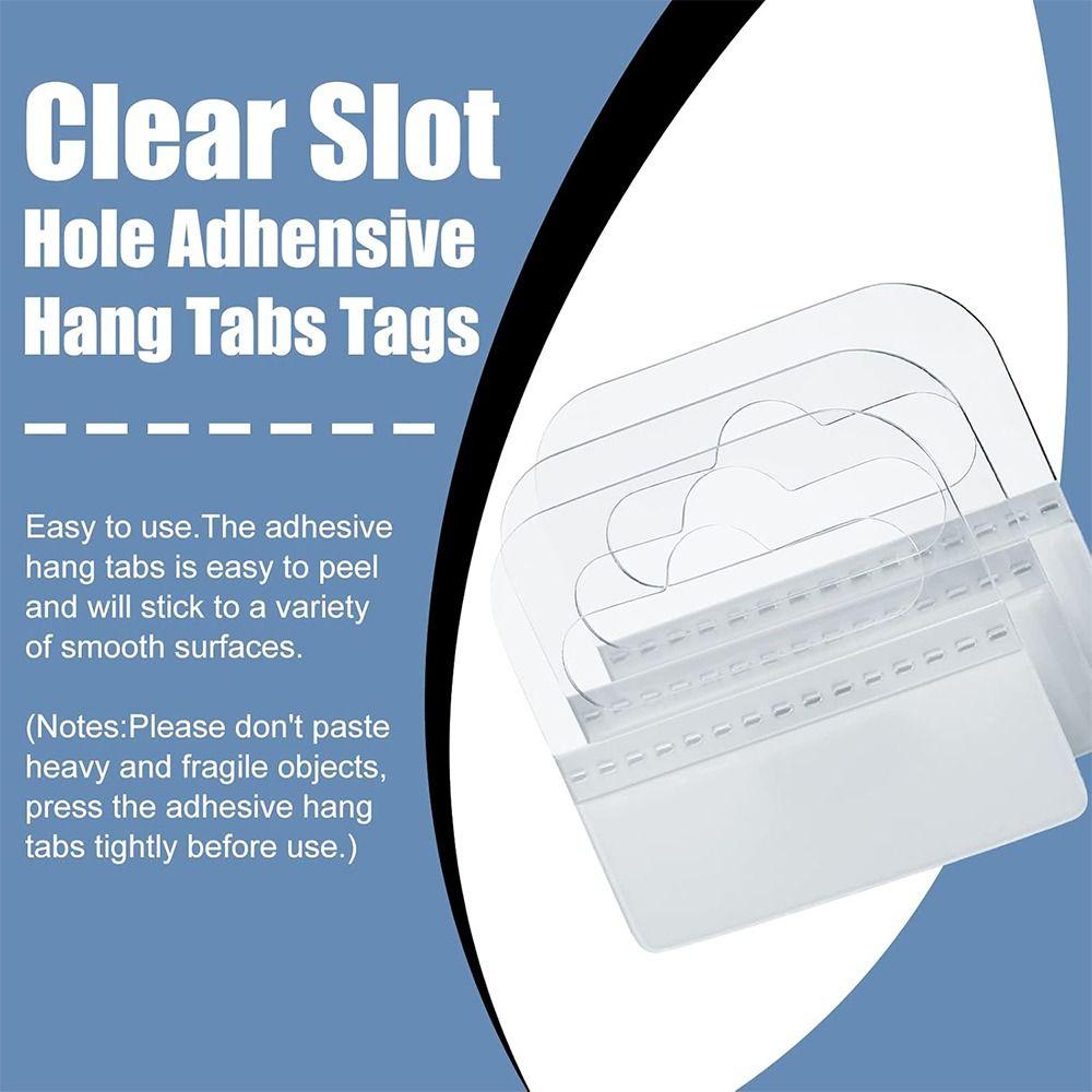 100PCS PET Plastic Adhesive Hang Tabs Self-Adhesive Retail Packaging Hook Home Organization
