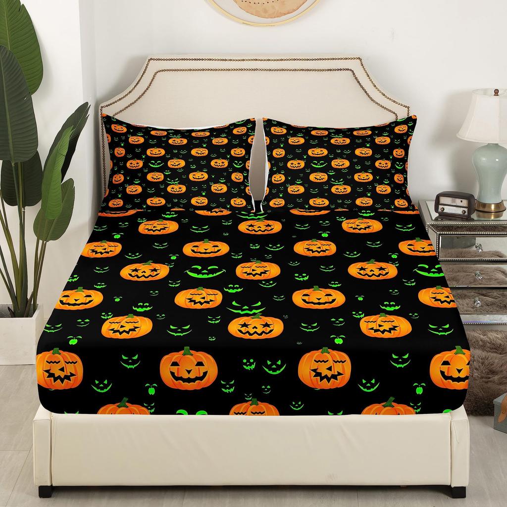 Halloween Theme Pattern Mattress Four-piece Bedding Set Bedroom Dormitory Bedding Decoration
