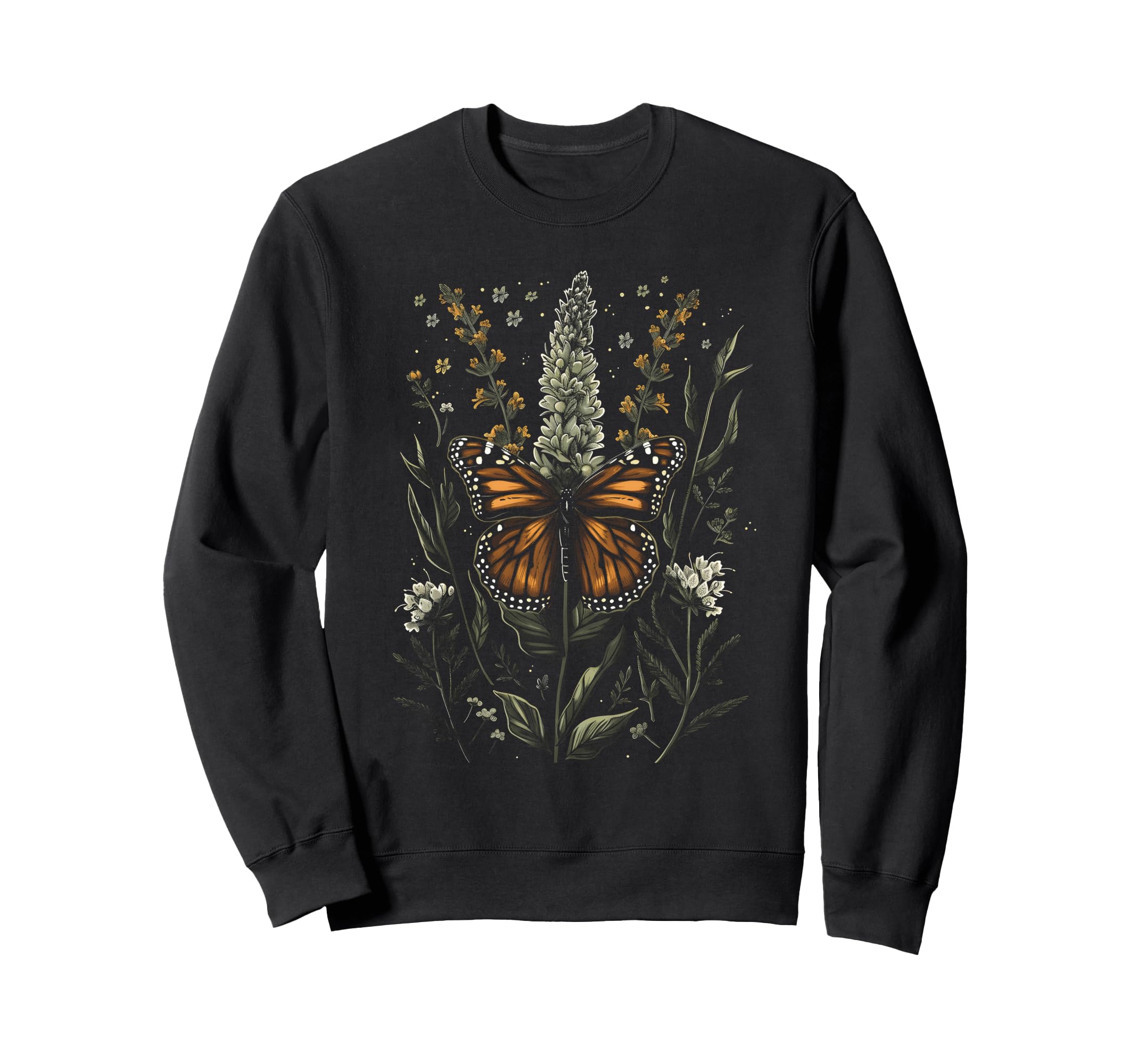

Vintage Monarch Butterfly Floral Sage Flower Girl Botanical Mom Sweatshirt чёрный